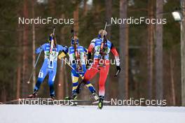 03.03.2022, Kontiolahti, Finland (FIN): Anais Chevalier-Bouchet (FRA), Anna Magnusson (SWE), Lisa Theresa Hauser (AUT), (l-r) - IBU World Cup Biathlon, relay women, Kontiolahti (FIN). www.nordicfocus.com. © Manzoni/NordicFocus. Every downloaded picture is fee-liable.