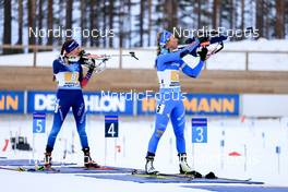 03.03.2022, Kontiolahti, Finland (FIN): Aita Gasparin (SUI), Federica Sanfilippo (ITA), (l-r) - IBU World Cup Biathlon, relay women, Kontiolahti (FIN). www.nordicfocus.com. © Manzoni/NordicFocus. Every downloaded picture is fee-liable.