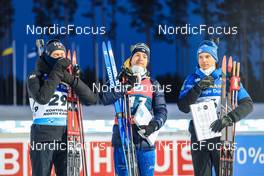 05.03.2022, Kontiolahti, Finland (FIN): Sivert Guttorm Bakken (NOR), Sebastian Samuelsson (SWE), Emilien Jacquelin (FRA), (l-r) - IBU World Cup Biathlon, sprint men, Kontiolahti (FIN). www.nordicfocus.com. © Manzoni/NordicFocus. Every downloaded picture is fee-liable.