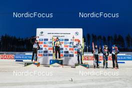 05.03.2022, Kontiolahti, Finland (FIN): Filip Fjeld Andersen (NOR), Quentin Fillon Maillet (FRA), Johannes Kuehn (GER), Sivert Guttorm Bakken (NOR), Sebastian Samuelsson (SWE), Emilien Jacquelin (FRA), (l-r) - IBU World Cup Biathlon, sprint men, Kontiolahti (FIN). www.nordicfocus.com. © Manzoni/NordicFocus. Every downloaded picture is fee-liable.