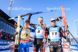 12.03.2022, Otepaeae, Estonia (EST): Quentin Fillon Maillet (FRA), Vetle Sjaastad Christiansen (NOR), Sivert Guttorm Bakken (NOR), (l-r) - IBU World Cup Biathlon, mass men, Estonia (EST). www.nordicfocus.com. © Manzoni/NordicFocus. Every downloaded picture is fee-liable.
