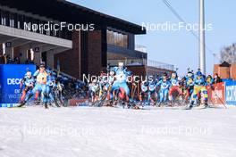 12.03.2022, Otepaeae, Estonia (EST): Quentin Fillon Maillet (FRA), Emilien Jacquelin (FRA), Sebastian Samuelsson (SWE), (l-r) - IBU World Cup Biathlon, mass men, Estonia (EST). www.nordicfocus.com. © Manzoni/NordicFocus. Every downloaded picture is fee-liable.