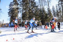 12.03.2022, Otepaeae, Estonia (EST): Sturla Holm Laegreid (NOR), Emilien Jacquelin (FRA), Vetle Sjaastad Christiansen (NOR), (l-r) - IBU World Cup Biathlon, mass men, Estonia (EST). www.nordicfocus.com. © Manzoni/NordicFocus. Every downloaded picture is fee-liable.