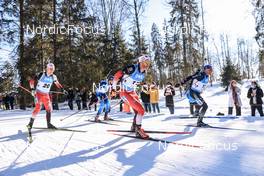 12.03.2022, Otepaeae, Estonia (EST): Felix Leitner (AUT), Simon Eder (AUT), Erik Lesser (GER), (l-r) - IBU World Cup Biathlon, mass men, Estonia (EST). www.nordicfocus.com. © Manzoni/NordicFocus. Every downloaded picture is fee-liable.