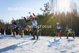 12.03.2022, Otepaeae, Estonia (EST): Tiril Eckhoff (NOR), Vanessa Voigt (GER), Karoline Offigstad Knotten (NOR), Mona Brorsson (SWE), (l-r) - IBU World Cup Biathlon, mass women, Estonia (EST). www.nordicfocus.com. © Manzoni/NordicFocus. Every downloaded picture is fee-liable.