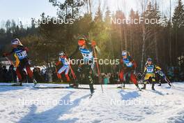 12.03.2022, Otepaeae, Estonia (EST): Tiril Eckhoff (NOR), Vanessa Voigt (GER), Karoline Offigstad Knotten (NOR), Mona Brorsson (SWE), (l-r) - IBU World Cup Biathlon, mass women, Estonia (EST). www.nordicfocus.com. © Manzoni/NordicFocus. Every downloaded picture is fee-liable.