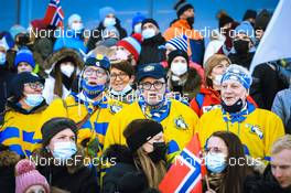 12.03.2022, Otepaeae, Estonia (EST): Swedish fans - IBU World Cup Biathlon, mass women, Estonia (EST). www.nordicfocus.com. © Manzoni/NordicFocus. Every downloaded picture is fee-liable.