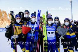 12.03.2022, Otepaeae, Estonia (EST): Hanna Oeberg (SWE), Elvira Oeberg (SWE), Linn Persson (SWE), (l-r) - IBU World Cup Biathlon, mass women, Estonia (EST). www.nordicfocus.com. © Manzoni/NordicFocus. Every downloaded picture is fee-liable.