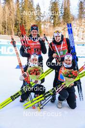 13.03.2022, Otepaeae, Estonia (EST): Sivert Guttorm Bakken (NOR), Vetle Sjaastad Christiansen (NOR), Tiril Eckhoff (NOR), Ingrid Landmark Tandrevold (NOR), (l-r) - IBU World Cup Biathlon, mixed relay, Estonia (EST). www.nordicfocus.com. © Manzoni/NordicFocus. Every downloaded picture is fee-liable.