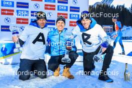 20.03.2022, Oslo, Norway (NOR): Patrick Favre (ITA), coach Team France, Quentin Fillon Maillet (FRA), Vincent Vittoz (FRA), (l-r) - IBU World Cup Biathlon, mass men, Oslo (NOR). www.nordicfocus.com. © Manzoni/NordicFocus. Every downloaded picture is fee-liable.
