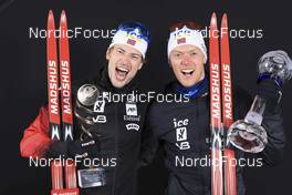 20.03.2022, Oslo, Norway (NOR): Sturla Holm Laegreid (NOR), Sivert Guttorm Bakken (NOR), (l-r) - IBU World Cup Biathlon, cups, Oslo (NOR). www.nordicfocus.com. © Manzoni/NordicFocus. Every downloaded picture is fee-liable.