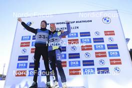 20.03.2022, Oslo, Norway (NOR): Tarjei Boe (NOR), Denise Herrmann (GER), (l-r) - IBU World Cup Biathlon, cups, Oslo (NOR). www.nordicfocus.com. © Manzoni/NordicFocus. Every downloaded picture is fee-liable.