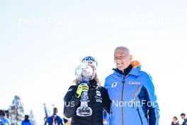 20.03.2022, Oslo, Norway (NOR): Marte Olsbu Roeiseland (NOR), Olle Dahlin (SWE), IBU President, (l-r)  - IBU World Cup Biathlon, mass women, Oslo (NOR). www.nordicfocus.com. © Manzoni/NordicFocus. Every downloaded picture is fee-liable.