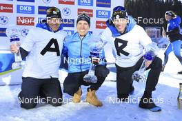 20.03.2022, Oslo, Norway (NOR): Patrick Favre (ITA), coach Team France, Quentin Fillon Maillet (FRA), Vincent Vittoz (FRA), (l-r) - IBU World Cup Biathlon, cups, Oslo (NOR). www.nordicfocus.com. © Manzoni/NordicFocus. Every downloaded picture is fee-liable.