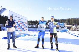 20.03.2022, Oslo, Norway (NOR): Susan Dunklee (USA), Anais Bescond (FRA), Erik Lesser (GER), (l-r) - IBU World Cup Biathlon, cups, Oslo (NOR). www.nordicfocus.com. © Manzoni/NordicFocus. Every downloaded picture is fee-liable.