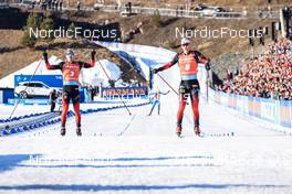 20.03.2022, Oslo, Norway (NOR): Sturla Holm Laegreid (NOR), Sivert Guttorm Bakken (NOR), (l-r) - IBU World Cup Biathlon, mass men, Oslo (NOR). www.nordicfocus.com. © Manzoni/NordicFocus. Every downloaded picture is fee-liable.