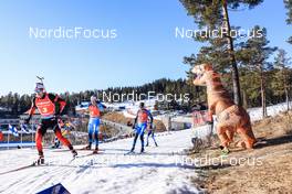 20.03.2022, Oslo, Norway (NOR): Sturla Holm Laegreid (NOR), Emilien Jacquelin (FRA), Simon Desthieux (FRA), (l-r) - IBU World Cup Biathlon, mass men, Oslo (NOR). www.nordicfocus.com. © Manzoni/NordicFocus. Every downloaded picture is fee-liable.