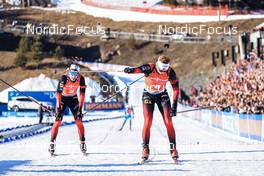20.03.2022, Oslo, Norway (NOR): Sturla Holm Laegreid (NOR), Sivert Guttorm Bakken (NOR), (l-r) - IBU World Cup Biathlon, mass men, Oslo (NOR). www.nordicfocus.com. © Manzoni/NordicFocus. Every downloaded picture is fee-liable.