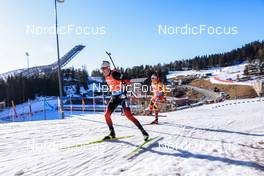 20.03.2022, Oslo, Norway (NOR): Tarjei Boe (NOR), Florent Claude (BEL), (l-r) - IBU World Cup Biathlon, mass men, Oslo (NOR). www.nordicfocus.com. © Manzoni/NordicFocus. Every downloaded picture is fee-liable.