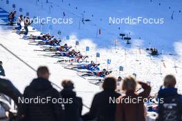 20.03.2022, Oslo, Norway (NOR): David Zobel (GER), Lukas Hofer (ITA), Simon Eder (AUT), Roman Rees (GER), Martin Ponsiluoma (SWE), Erik Lesser (GER), Aleksander Fjeld Andersen (NOR), Vytautas Strolia (LTU), Benjamin Weger (SUI), Johannes Kuehn (GER), (l-r) - IBU World Cup Biathlon, mass men, Oslo (NOR). www.nordicfocus.com. © Manzoni/NordicFocus. Every downloaded picture is fee-liable.