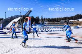 20.03.2022, Oslo, Norway (NOR): Julia Simon (FRA), Justine Braisaz-Bouchet (FRA), Anais Bescond (FRA), Chloe Chevalier (FRA), Anais Chevalier-Bouchet (FRA), (l-r) - IBU World Cup Biathlon, mass women, Oslo (NOR). www.nordicfocus.com. © Manzoni/NordicFocus. Every downloaded picture is fee-liable.