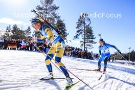 20.03.2022, Oslo, Norway (NOR): Hanna Oeberg (SWE), Anais Chevalier-Bouchet (FRA), (l-r) - IBU World Cup Biathlon, mass women, Oslo (NOR). www.nordicfocus.com. © Manzoni/NordicFocus. Every downloaded picture is fee-liable.