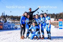 20.03.2022, Oslo, Norway (NOR): Paula Botet (FRA), Anais Chevalier-Bouchet (FRA), Fred Jean (FRA), Lou Jeanmonnot (FRA), Anais Bescond (FRA), Julia Simon (FRA), Chloe Chevalier (FRA), Justine Braisaz-Bouchet (FRA), (l-r) - IBU World Cup Biathlon, mass women, Oslo (NOR). www.nordicfocus.com. © Manzoni/NordicFocus. Every downloaded picture is fee-liable.