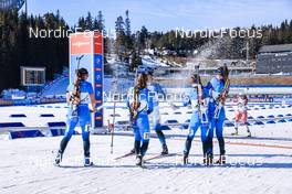 20.03.2022, Oslo, Norway (NOR): Anais Chevalier-Bouchet (FRA), Anais Bescond (FRA), Julia Simon (FRA), Chloe Chevalier (FRA), Justine Braisaz-Bouchet (FRA), (l-r) - IBU World Cup Biathlon, mass women, Oslo (NOR). www.nordicfocus.com. © Manzoni/NordicFocus. Every downloaded picture is fee-liable.