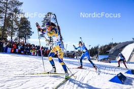 20.03.2022, Oslo, Norway (NOR): Hanna Oeberg (SWE), Anais Chevalier-Bouchet (FRA), (l-r) - IBU World Cup Biathlon, mass women, Oslo (NOR). www.nordicfocus.com. © Manzoni/NordicFocus. Every downloaded picture is fee-liable.