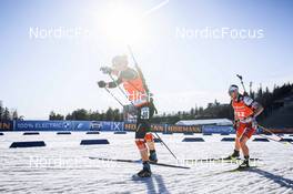 19.03.2022, Oslo, Norway (NOR): Jules Burnotte (CAN), David Komatz (AUT), (l-r) - IBU World Cup Biathlon, pursuit men, Oslo (NOR). www.nordicfocus.com. © Manzoni/NordicFocus. Every downloaded picture is fee-liable.