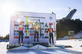19.03.2022, Oslo, Norway (NOR): Sturla Holm Laegreid (NOR), Erik Lesser (GER), Quentin Fillon Maillet (FRA), (l-r) - IBU World Cup Biathlon, pursuit men, Oslo (NOR). www.nordicfocus.com. © Manzoni/NordicFocus. Every downloaded picture is fee-liable.