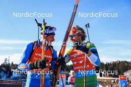 19.03.2022, Oslo, Norway (NOR): Dominik Windisch (ITA), Klemen Bauer (SLO), (l-r) - IBU World Cup Biathlon, pursuit men, Oslo (NOR). www.nordicfocus.com. © Manzoni/NordicFocus. Every downloaded picture is fee-liable.