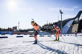 19.03.2022, Oslo, Norway (NOR): Jules Burnotte (CAN), David Komatz (AUT), (l-r) - IBU World Cup Biathlon, pursuit men, Oslo (NOR). www.nordicfocus.com. © Manzoni/NordicFocus. Every downloaded picture is fee-liable.
