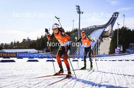 19.03.2022, Oslo, Norway (NOR): Aleksander Fjeld Andersen (NOR), Johannes Kuehn (GER), (l-r) - IBU World Cup Biathlon, pursuit men, Oslo (NOR). www.nordicfocus.com. © Manzoni/NordicFocus. Every downloaded picture is fee-liable.