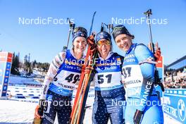 19.03.2022, Oslo, Norway (NOR): Clare Egan (USA), Susan Dunklee (USA), Anais Bescond (FRA), (l-r) - IBU World Cup Biathlon, pursuit women, Oslo (NOR). www.nordicfocus.com. © Manzoni/NordicFocus. Every downloaded picture is fee-liable.