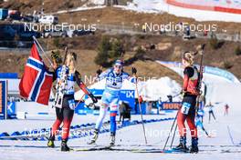 19.03.2022, Oslo, Norway (NOR): Tiril Eckhoff (NOR), Paulina Fialkova (SVK), Marte Olsbu Roeiseland (NOR), (l-r) - IBU World Cup Biathlon, pursuit women, Oslo (NOR). www.nordicfocus.com. © Manzoni/NordicFocus. Every downloaded picture is fee-liable.