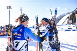 19.03.2022, Oslo, Norway (NOR): Anais Bescond (FRA), Susan Dunklee (USA), (l-r) - IBU World Cup Biathlon, pursuit women, Oslo (NOR). www.nordicfocus.com. © Manzoni/NordicFocus. Every downloaded picture is fee-liable.
