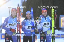 18.03.2022, Oslo, Norway (NOR): Benedikt Doll (GER), Erik Lesser (GER), Philipp Nawrath (GER), (l-r) - IBU World Cup Biathlon, sprint men, Oslo (NOR). www.nordicfocus.com. © Manzoni/NordicFocus. Every downloaded picture is fee-liable.