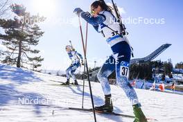 18.03.2022, Oslo, Norway (NOR): Erika Janka (FIN), Nastassia Kinnunen (FIN), (l-r) - IBU World Cup Biathlon, sprint women, Oslo (NOR). www.nordicfocus.com. © Manzoni/NordicFocus. Every downloaded picture is fee-liable.