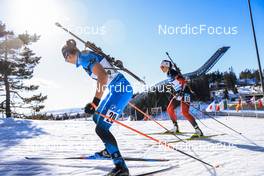 18.03.2022, Oslo, Norway (NOR): Julia Simon (FRA), Karoline Offigstad Knotten (NOR), (l-r) - IBU World Cup Biathlon, sprint women, Oslo (NOR). www.nordicfocus.com. © Manzoni/NordicFocus. Every downloaded picture is fee-liable.
