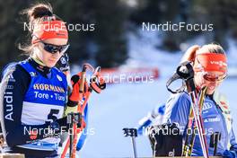 18.03.2022, Oslo, Norway (NOR): Vanessa Voigt (GER), Franziska Hildebrand (GER), (l-r) - IBU World Cup Biathlon, sprint women, Oslo (NOR). www.nordicfocus.com. © Manzoni/NordicFocus. Every downloaded picture is fee-liable.