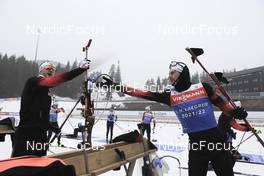 16.03.2022, Oslo, Norway (NOR): Tarjei Boe (NOR), Sturla Holm Laegreid (NOR), (l-r) - IBU World Cup Biathlon, training, Oslo (NOR). www.nordicfocus.com. © Manzoni/NordicFocus. Every downloaded picture is fee-liable.