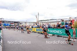 06.08.2022, Sandnes, Norway (NOR): Jorgen Brendengen Krogsaeter (NOR), Martin Nevland (NOR), Eivind Sporaland (NOR), Fabien Claude (FRA), Quentin Fillon Maillet (FRA), (l-r) - BLINK22 Festival Biathlon - Sandnes (NOR). www.nordicfocus.com. © Manzoni/NordicFocus. Every downloaded picture is fee-liable.