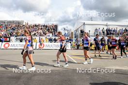 05.08.2022, Sandnes, Norway (NOR): Jessica Jislova (CZE), Ida Lien (NOR), Emma Lunder (CAN), Yang Zhou (CHN), (l-r) - BLINK22 Festival Biathlon - Sandnes (NOR). www.nordicfocus.com. © Manzoni/NordicFocus. Every downloaded picture is fee-liable.