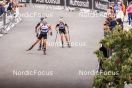 06.08.2022, Sandnes, Norway (NOR): Sturla Holm Laegreid (NOR), Eric Perrot (FRA), (l-r) - BLINK22 Festival Biathlon - Sandnes (NOR). www.nordicfocus.com. © Manzoni/NordicFocus. Every downloaded picture is fee-liable.