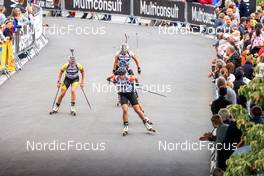 06.08.2022, Sandnes, Norway (NOR): Eline Grue (NOR), Lucie Charvatova (CZE), (l-r) - BLINK22 Festival Biathlon - Sandnes (NOR). www.nordicfocus.com. © Manzoni/NordicFocus. Every downloaded picture is fee-liable.