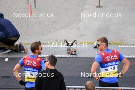 05.08.2022, Sandnes, Norway (NOR): Antonin Guigonnat (FRA), Emilien Claude (FRA), (l-r) - BLINK22 Festival Biathlon - Sandnes (NOR). www.nordicfocus.com. © Manzoni/NordicFocus. Every downloaded picture is fee-liable.