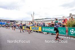 06.08.2022, Sandnes, Norway (NOR): Eivind Sporaland (NOR), Martin Femsteinevik (NOR), Fabien Claude (FRA), (l-r) - BLINK22 Festival Biathlon - Sandnes (NOR). www.nordicfocus.com. © Manzoni/NordicFocus. Every downloaded picture is fee-liable.