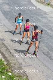 30.06.2022, Bessans, France (FRA): Beatrice Trabucchi (ITA), Eleonora Fauner (ITA), Hannah Auchentaller (ITA), (l-r) - Biathlon summer training, Bessans (FRA). www.nordicfocus.com. © Authamayou/NordicFocus. Every downloaded picture is fee-liable.