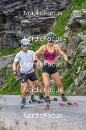 30.06.2022, Bessans, France (FRA): Hannah Auchentaller (ITA), Undefined athlete competes, (l-r) - Biathlon summer training, Bessans (FRA). www.nordicfocus.com. © Authamayou/NordicFocus. Every downloaded picture is fee-liable.